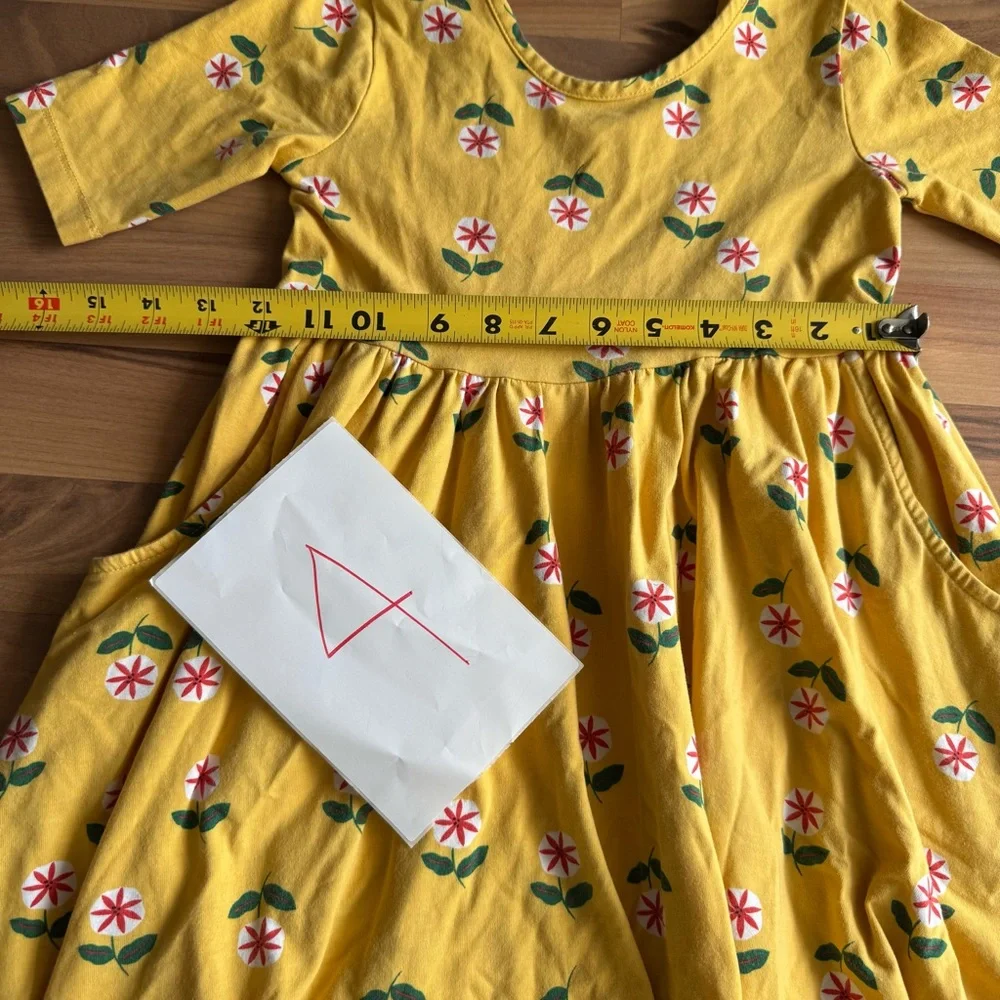 Hanna Andersson Yellow Floral Play Dress With Pockets Size 6-7 - Picture 7 of 9